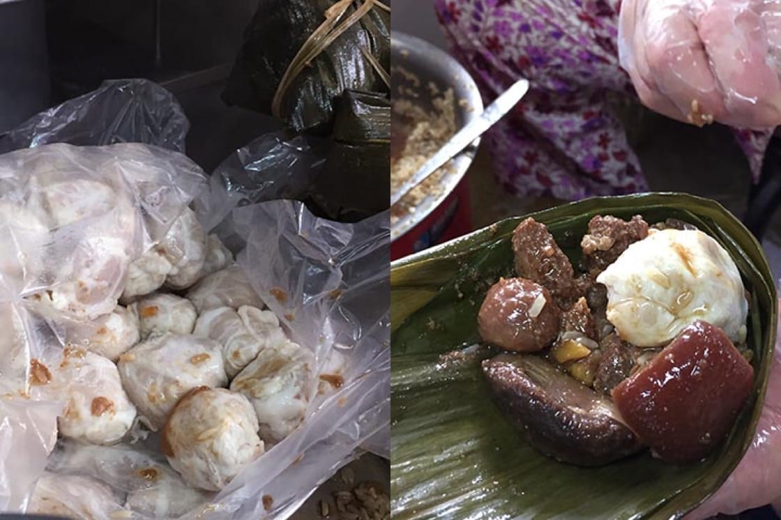 Sweet yam paste is shaped into balls and coated in pig's caul oil to help add a savoury-sweet character to Huat Kee's dumplings