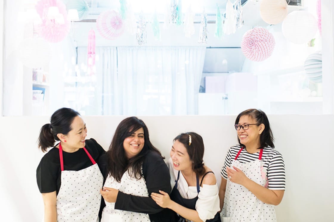 The fondant artists. From left: Wynona, Nisha, Jocelyn and Daisy