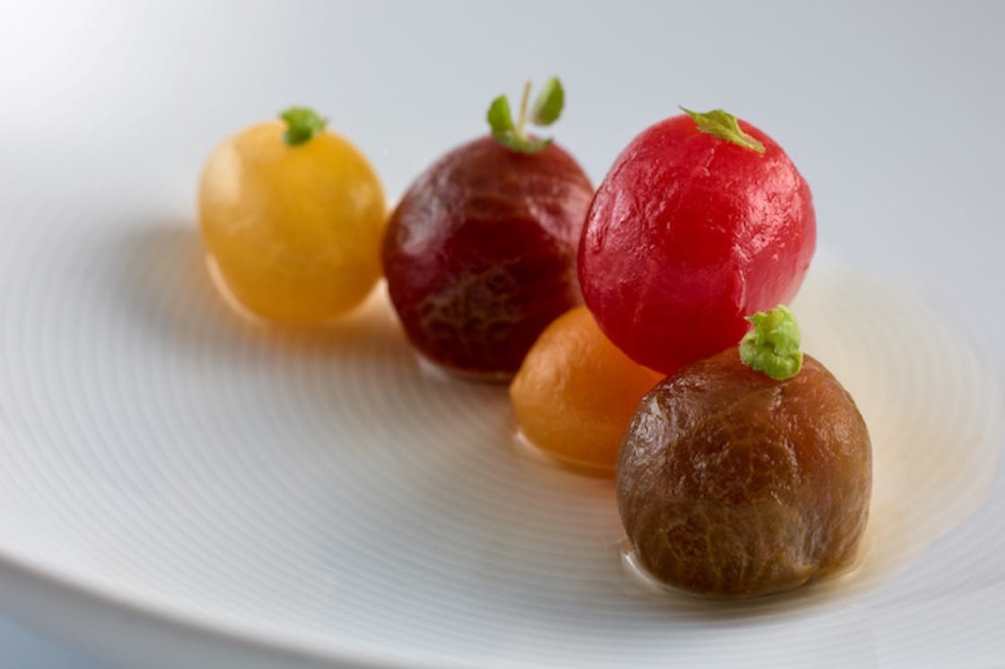 At Nerua, chef Alija tries to capture the essence of an ingredient by showcasing it in different forms, such as this variety of tomatoes.