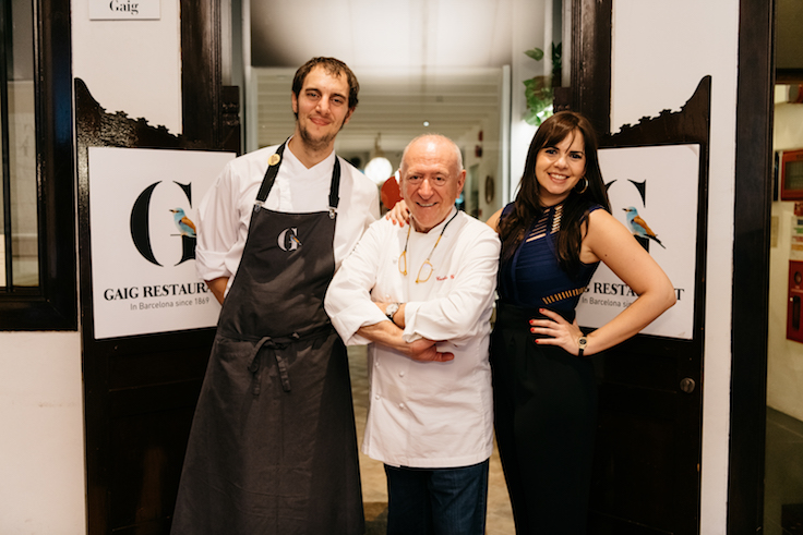 Carles Gaig (centre), Executive Chef Martí Carlos Martínez (left) and Núria Gibert, Director (right) (Photo: Gaig)