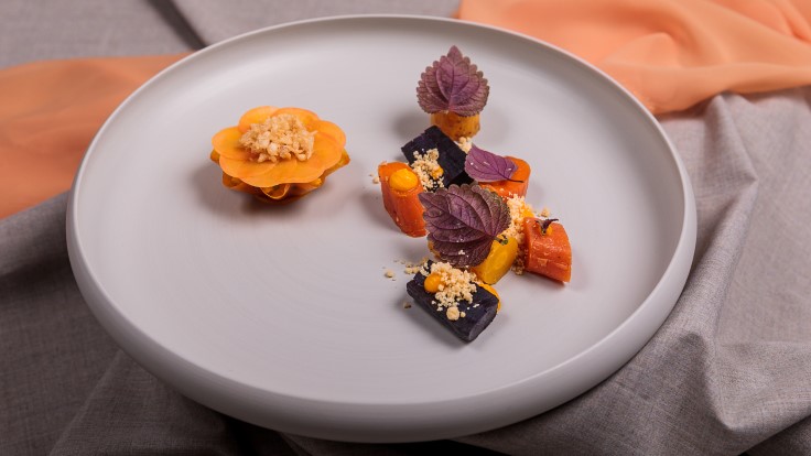 Salt-baked heritage carrots