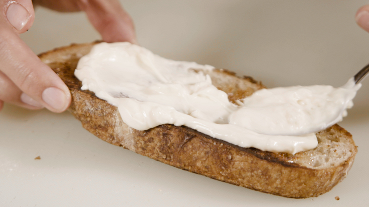 Crostini slathered with a garlic aioli is the base of Nancy's Caesar. (Photo: MICHELIN Guide Singapore)