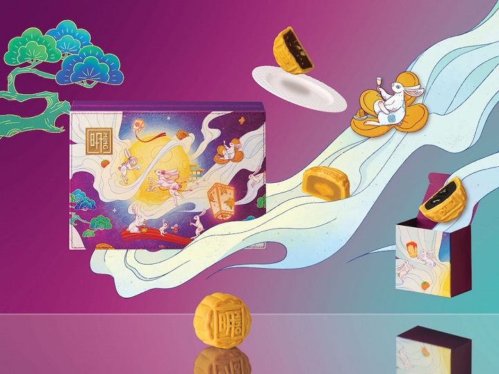Ming Court's mooncake boxes this year are designed by local illustrator Lingmuki