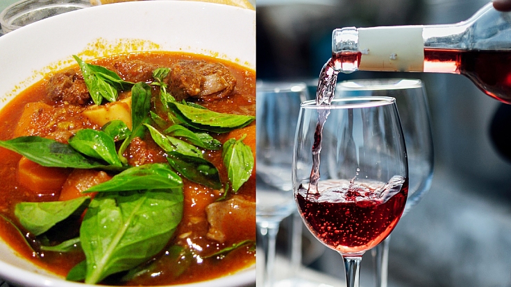 Traditional Vietnamese braised beef stew and Merlot. (© Shutterstock)