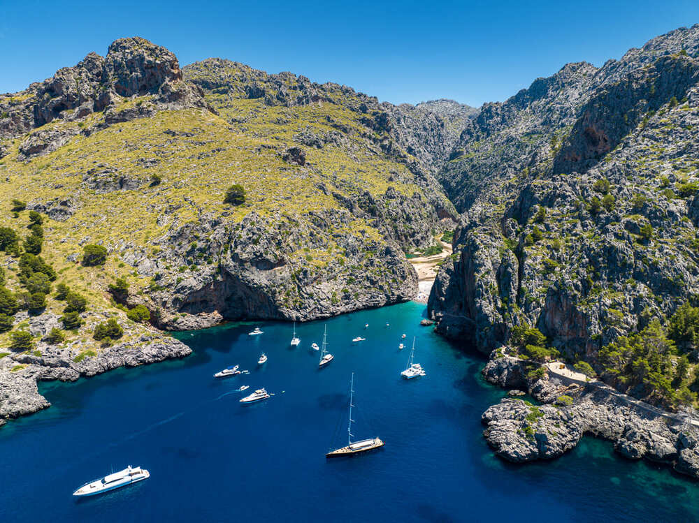 An aerial view of Sa Calobra (© jotily/iStock)