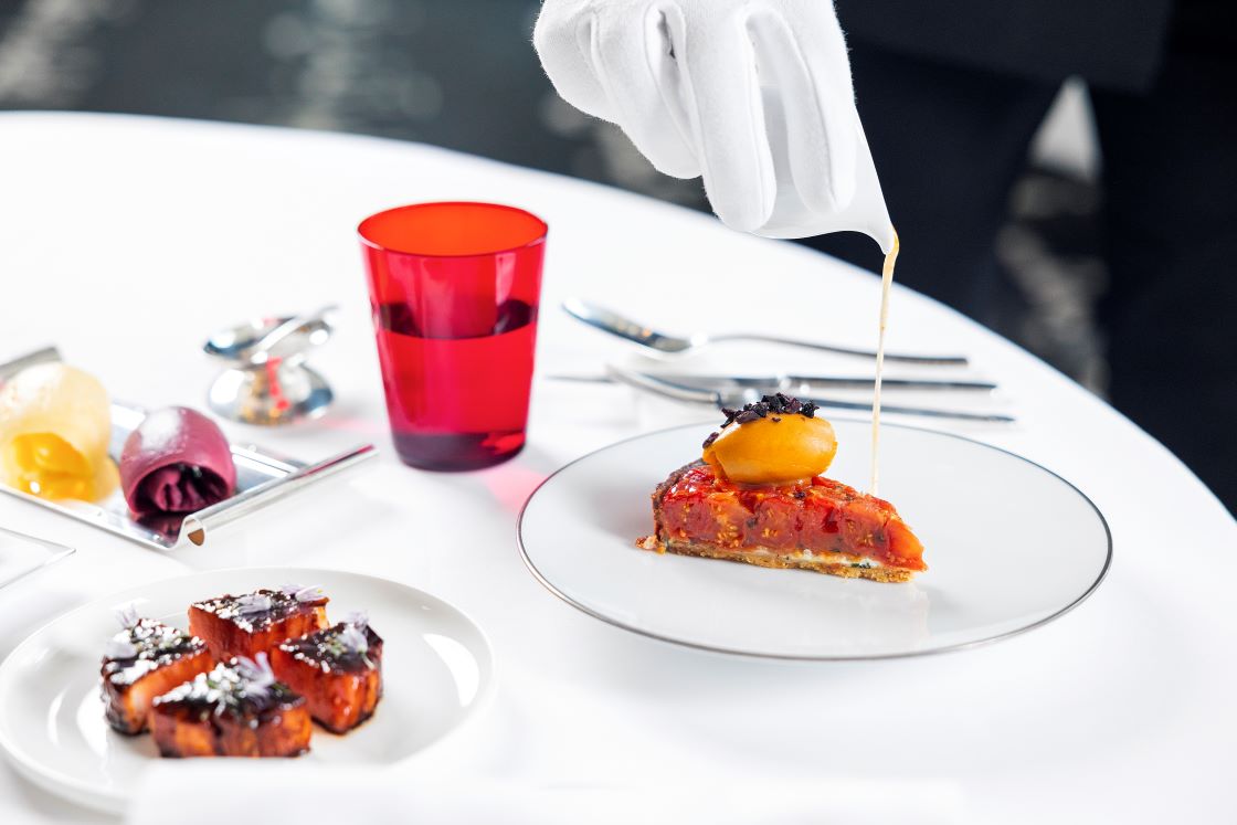 A beautifully crafted tomato tart from newly awarded restaurant, IDAM by Alain Ducasse. Image credit: Paradigm/IDAM