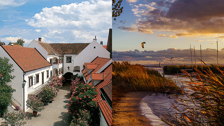 Weingut Feiler-Artinger in Rust, Blick auf den Neusiedler See bei Podersdorf  © Österreich-Werbung: v.l. Rudolf Lantschbauer, Martin Steinthaler tinefoto