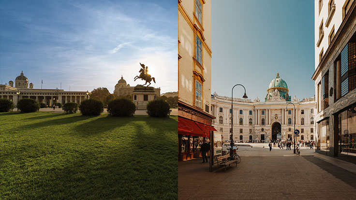 Heldenplatz © WienTourismus / Christian Stemper und Hofburg, Michaelerplatz © WienTourismus / Paul Bauer