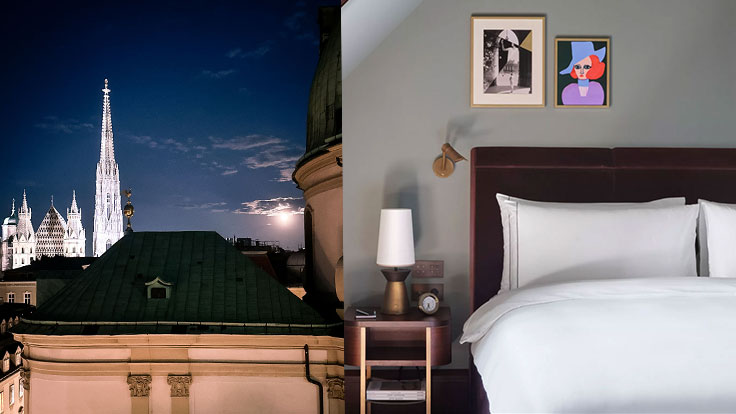 Rosewood Vienna: Blick aus dem Fenster und Zimmer © Annette Sandner (Blick) & Rosewood Vienna (Zimmer)